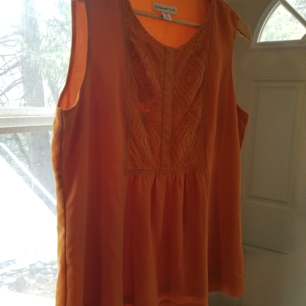 Coldwater Creek Sleeveless Orange Blouse Size M